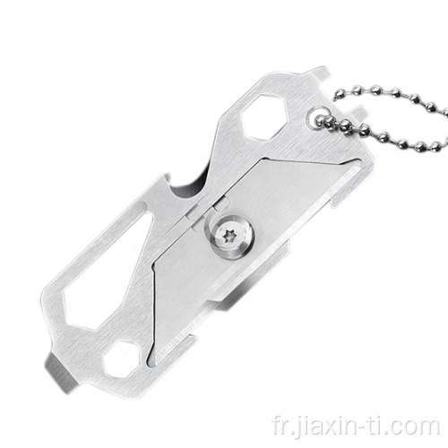 Pocket Keychain Multitool Acier Inoxydable Titane EDC Couteau